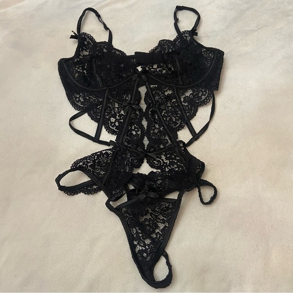 New! For Love & Lemons Black Creamsicle Lace Bodysuit nwot 1217 - Picture 2 of 7
